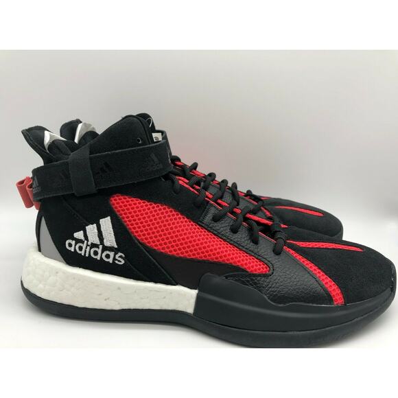 adidas Posterize Men's Basketball Core Black Shock Red Silver EG6879 Size 11 - Picture 2 of 12